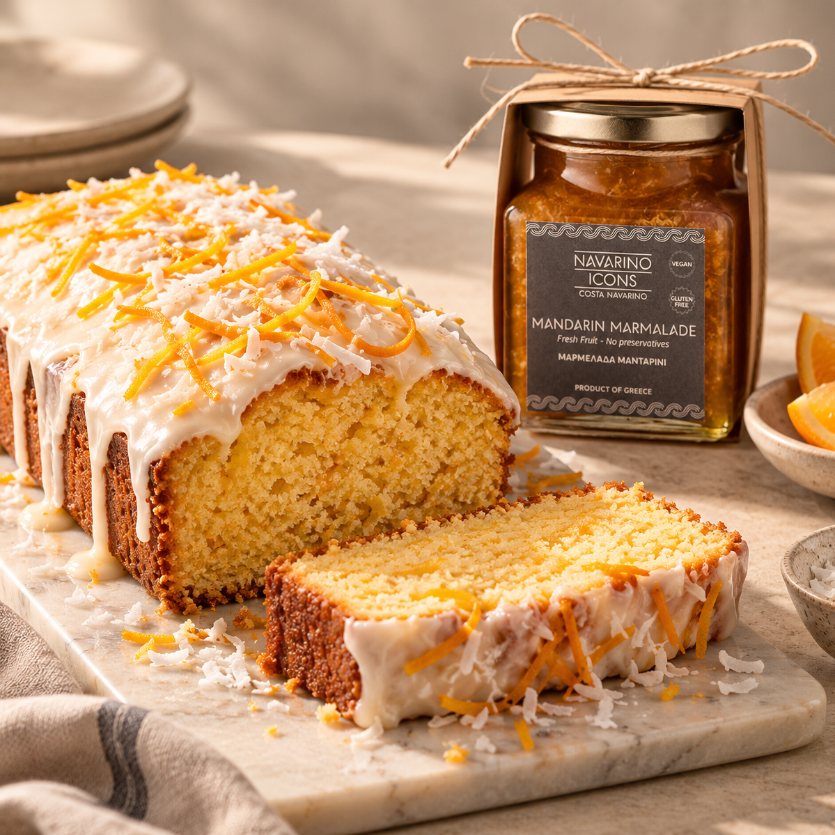 Mandarin cake with Coconut and Mandarin Glaze